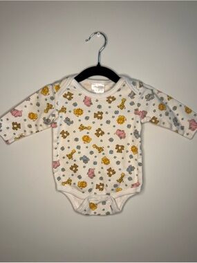 Avon White Baby One-Piece with Pastel Animal Print